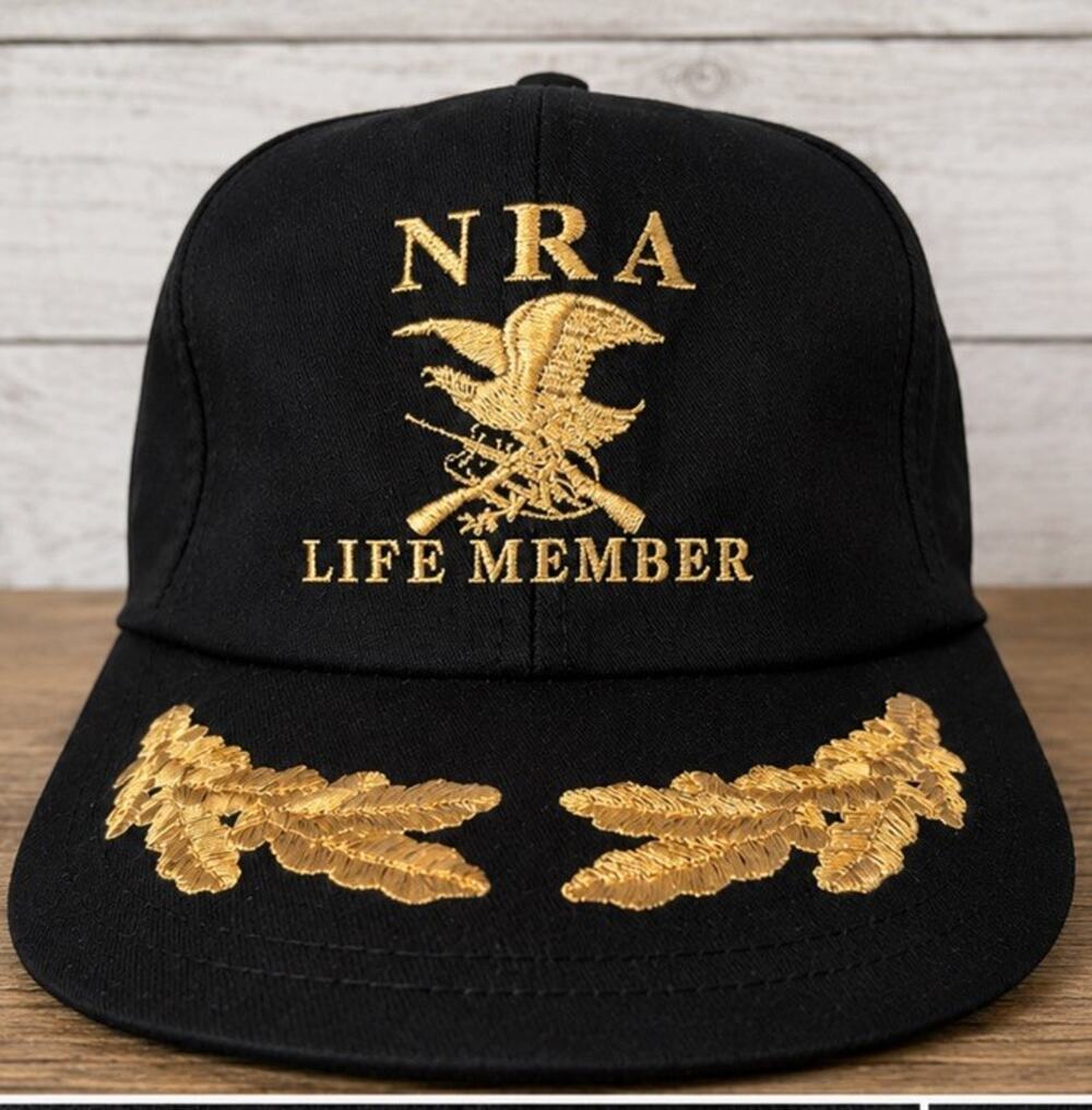 NRA Life Member Vintage Baseball Cap Hat Black Gold Embelished SnapBack